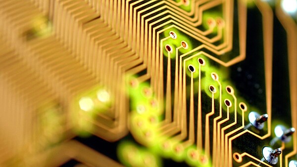 Abstract detail of computer circuit board.